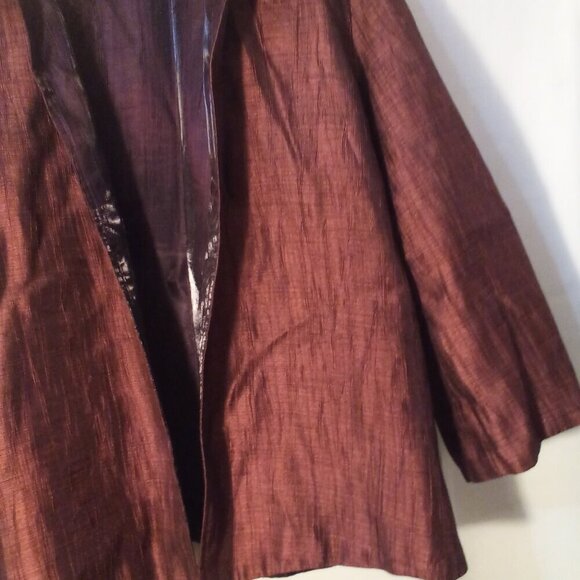 Chico's Open Front Shirt Jacket Women 3 XL 3/4 Sleeve Shimmer Red Black - Picture 6 of 15